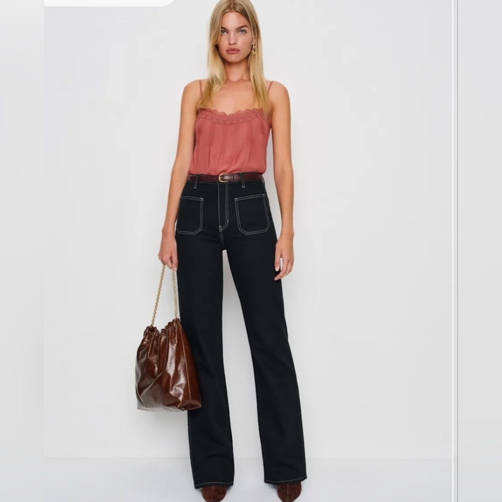 Reformation Alyssa High Rise Wide Leg Long Stretch Denim Jeans Size 29